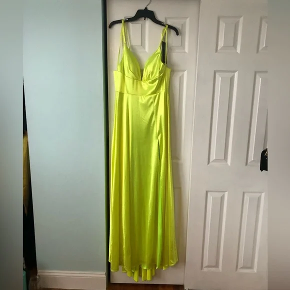 chinese dress ladies Alena neon yellow maxi dress in tulle. – Helene Galwas